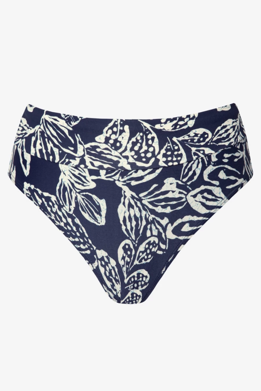 Robin Piccone Women's High Waist Bikini Bottom - Navy & Ecru Swimwear