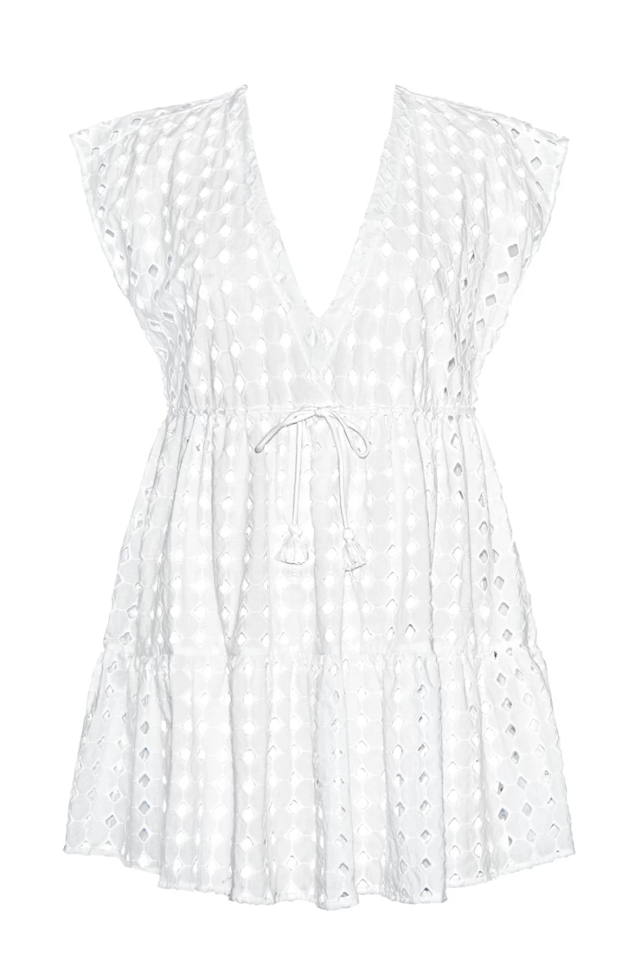 Robin Piccone Women's White Sarah Eyelet Dress - Elegant Lace Detail Summer Dress