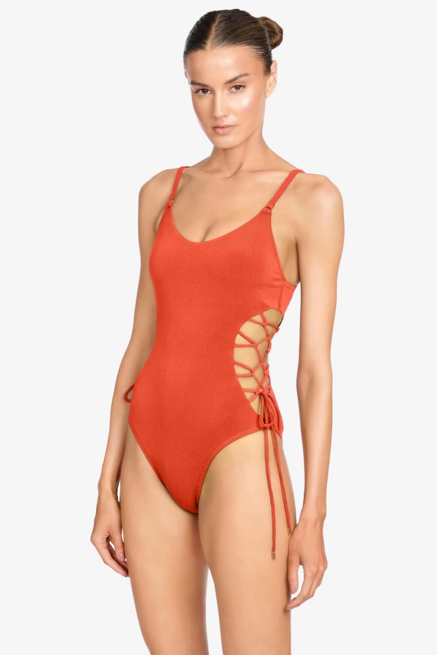 Robin Piccone Women's Aubrey Lace Up One Piece Swimsuit
