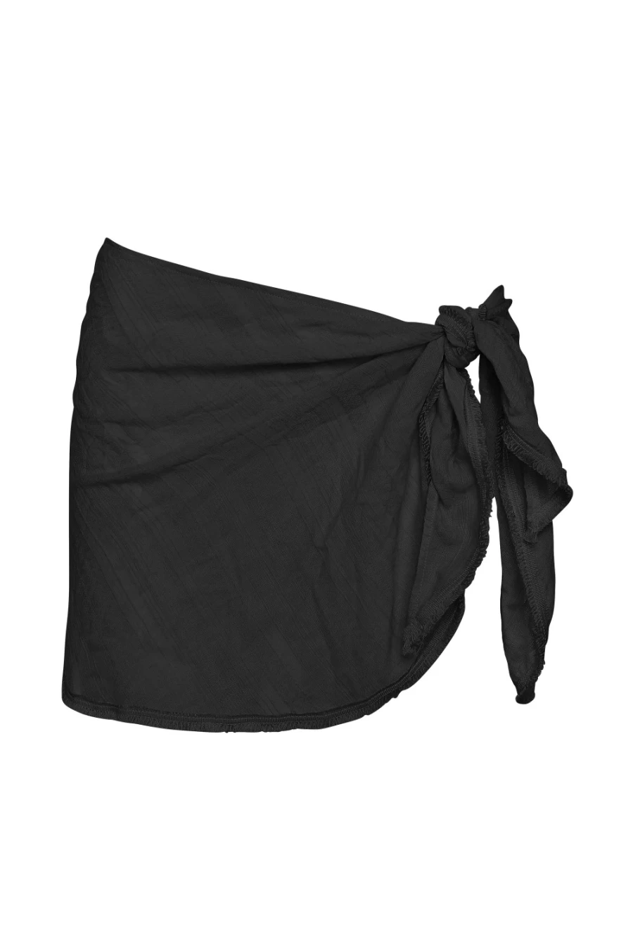 Robin Piccone Women's Black Michelle Fringe Side Tie Pareo Wrap Skirt Beach Cover-Up