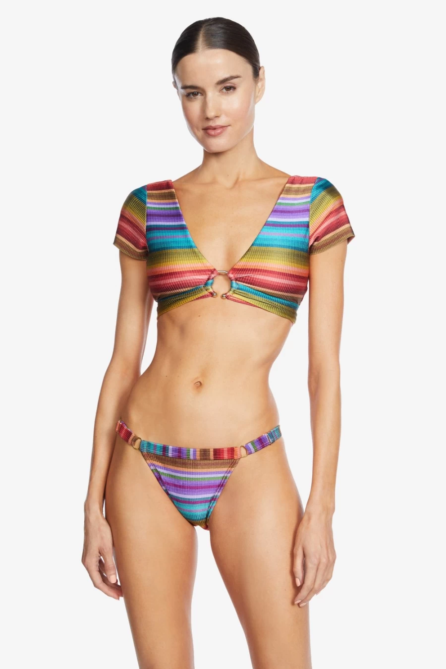 Robin Piccone Women's Multi Color Ines T-Shirt Top