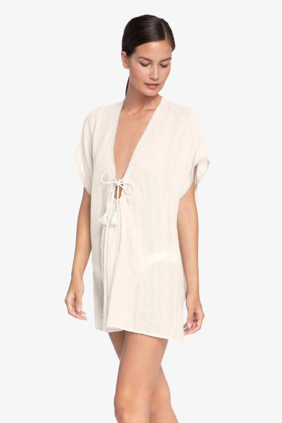Robin Piccone Women's Michelle Fringe Boho Chic Tunic Top