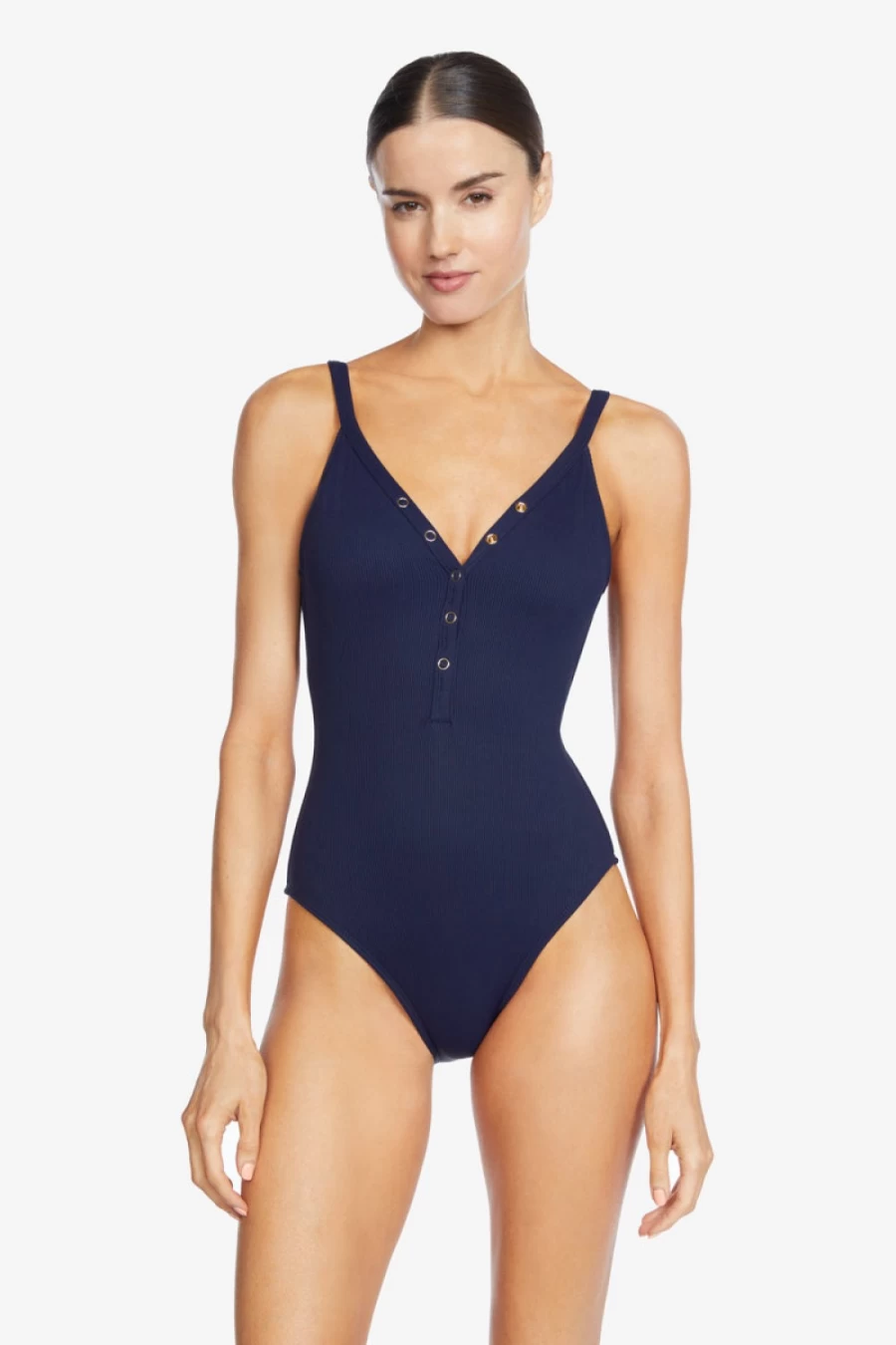 Robin Piccone Women's Navy V-Neck One Piece Swimsuit