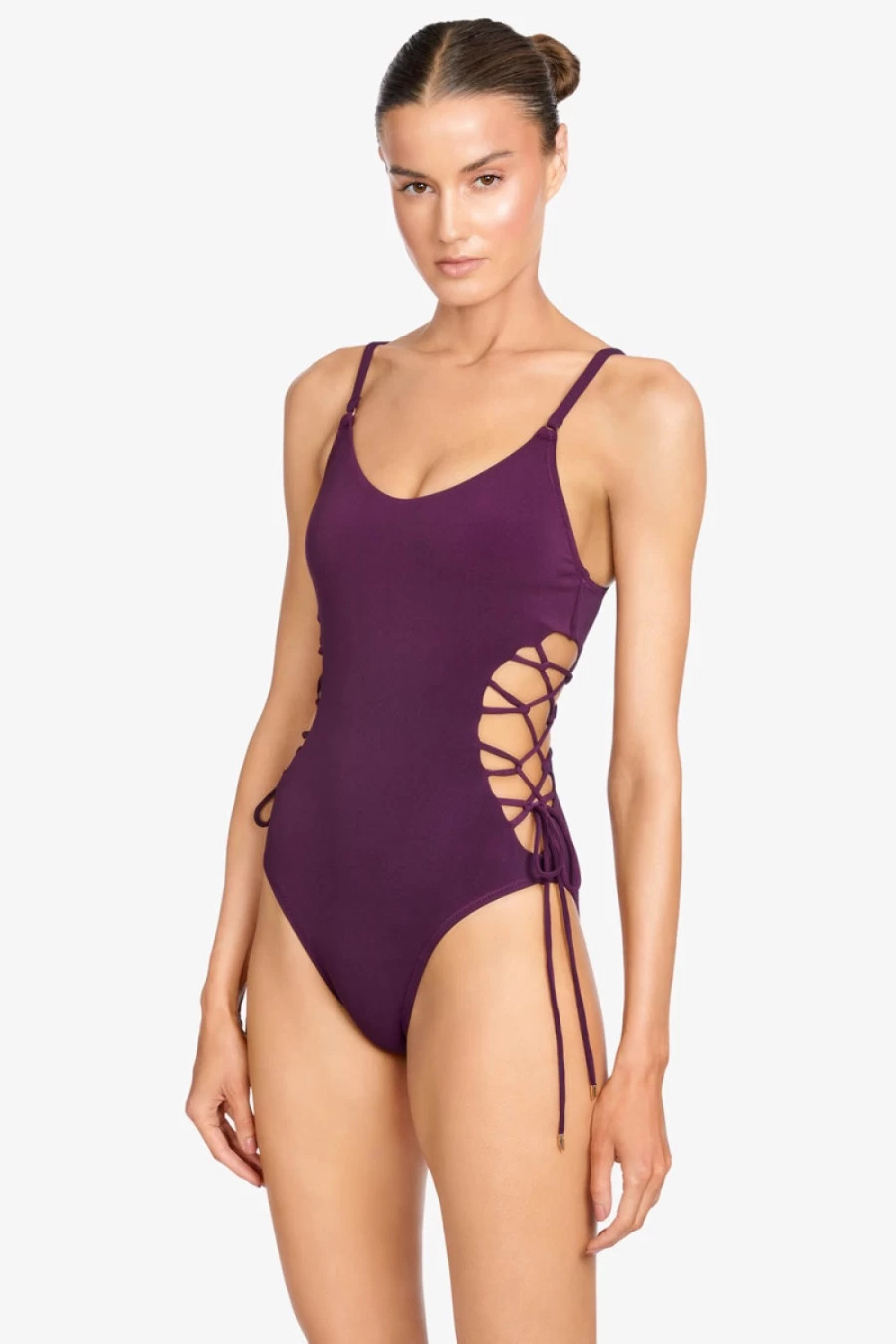 Robin Piccone Women's Aubrey Lace Up One Piece Swimsuit