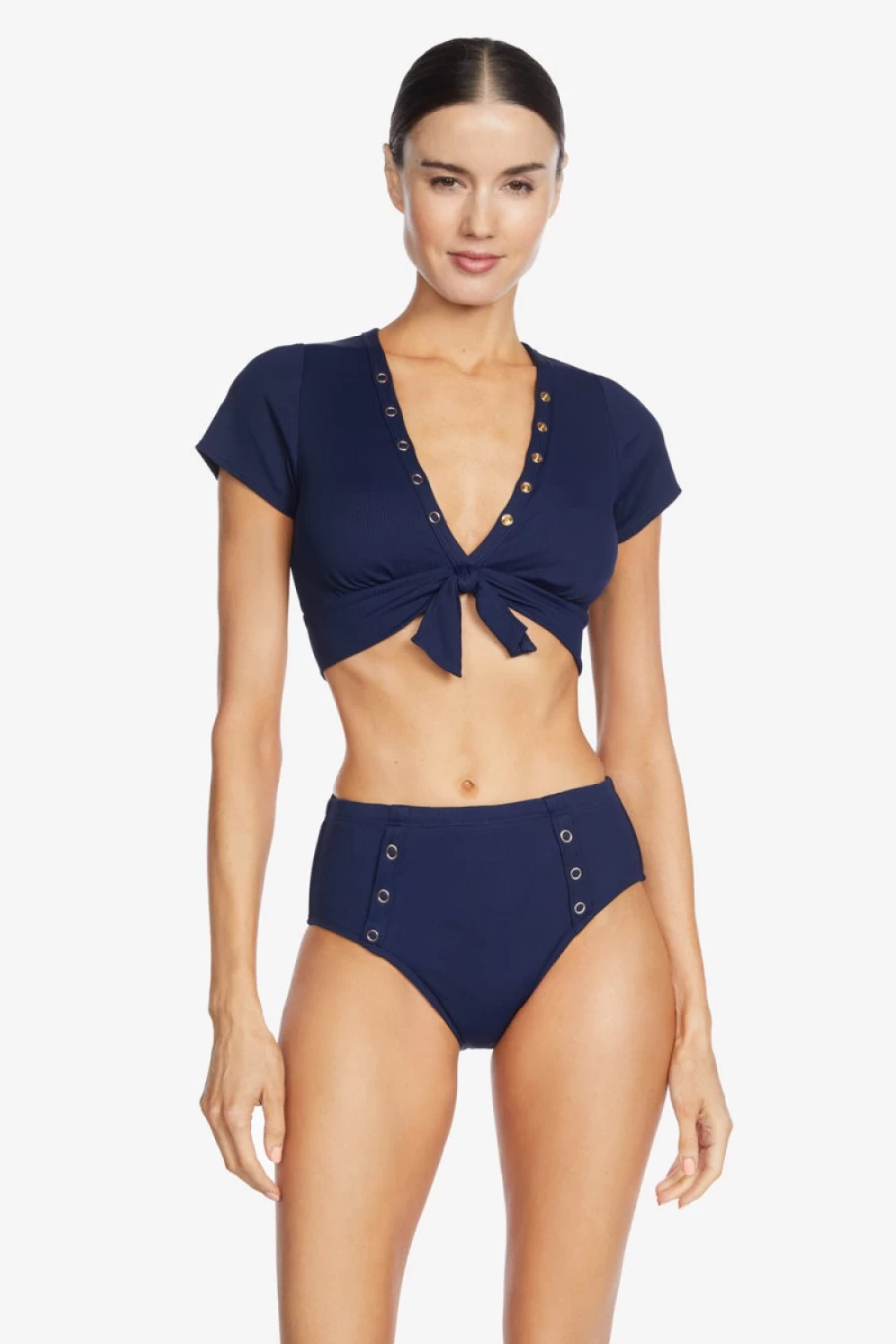 Robin Piccone Women's Navy Raglan Bikini Top - Amy Style Swimwear