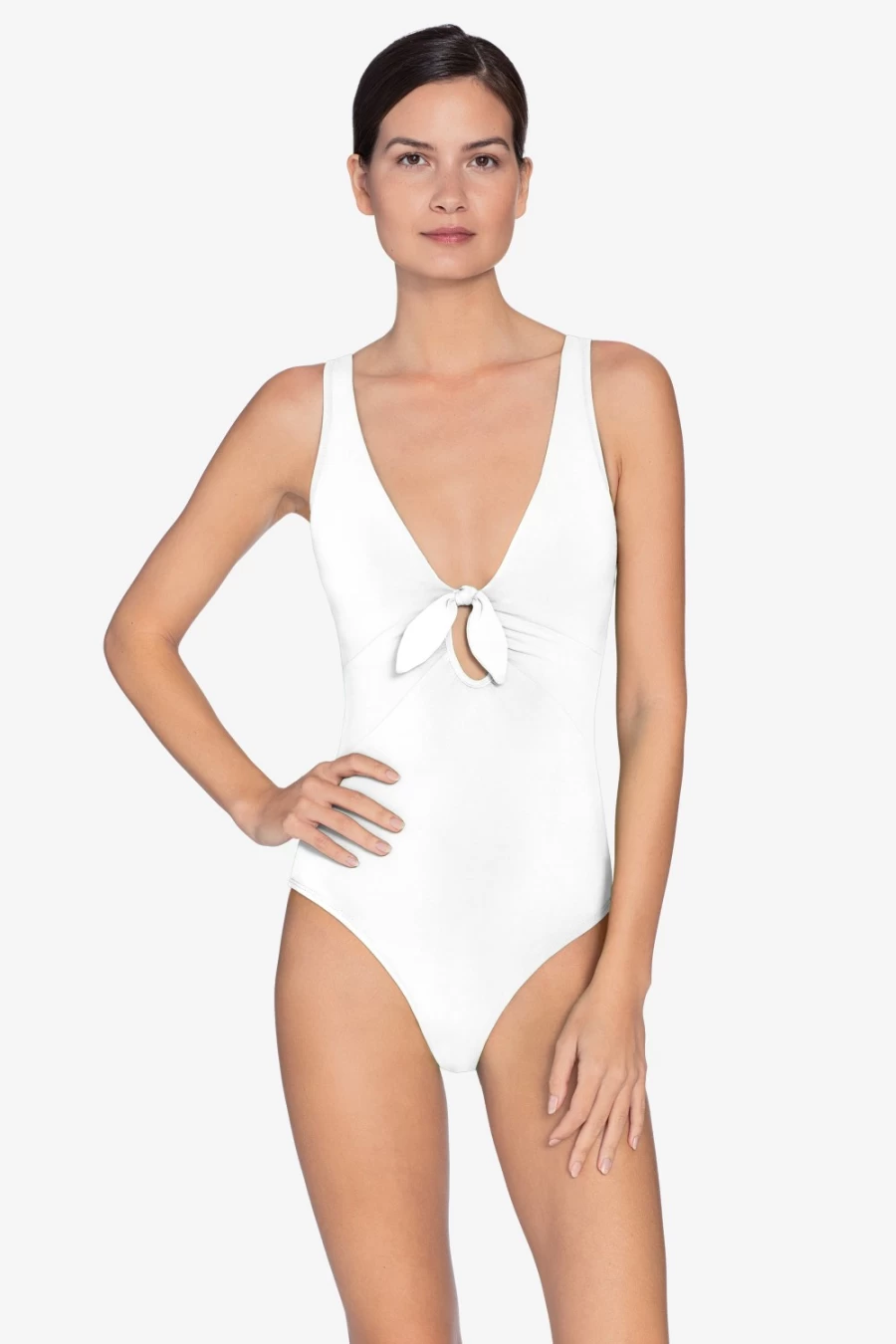 Robin Piccone Women's White Ava Knot One Piece Swimsuit