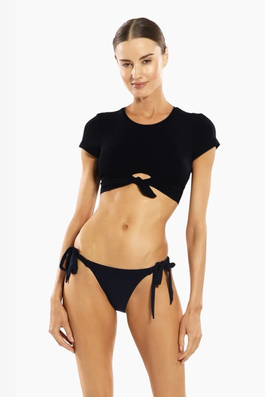 Robin Piccone Women's Black Ava Cheeky Tie Bikini Bottom