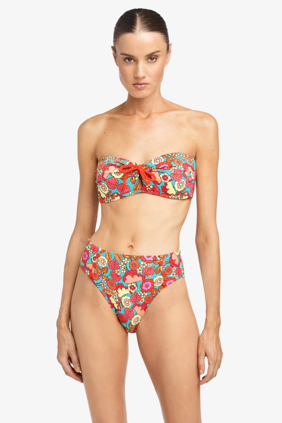 Robin Piccone Women's High Waist Bikini Bottom - Iceberg Multi Color Swimwear