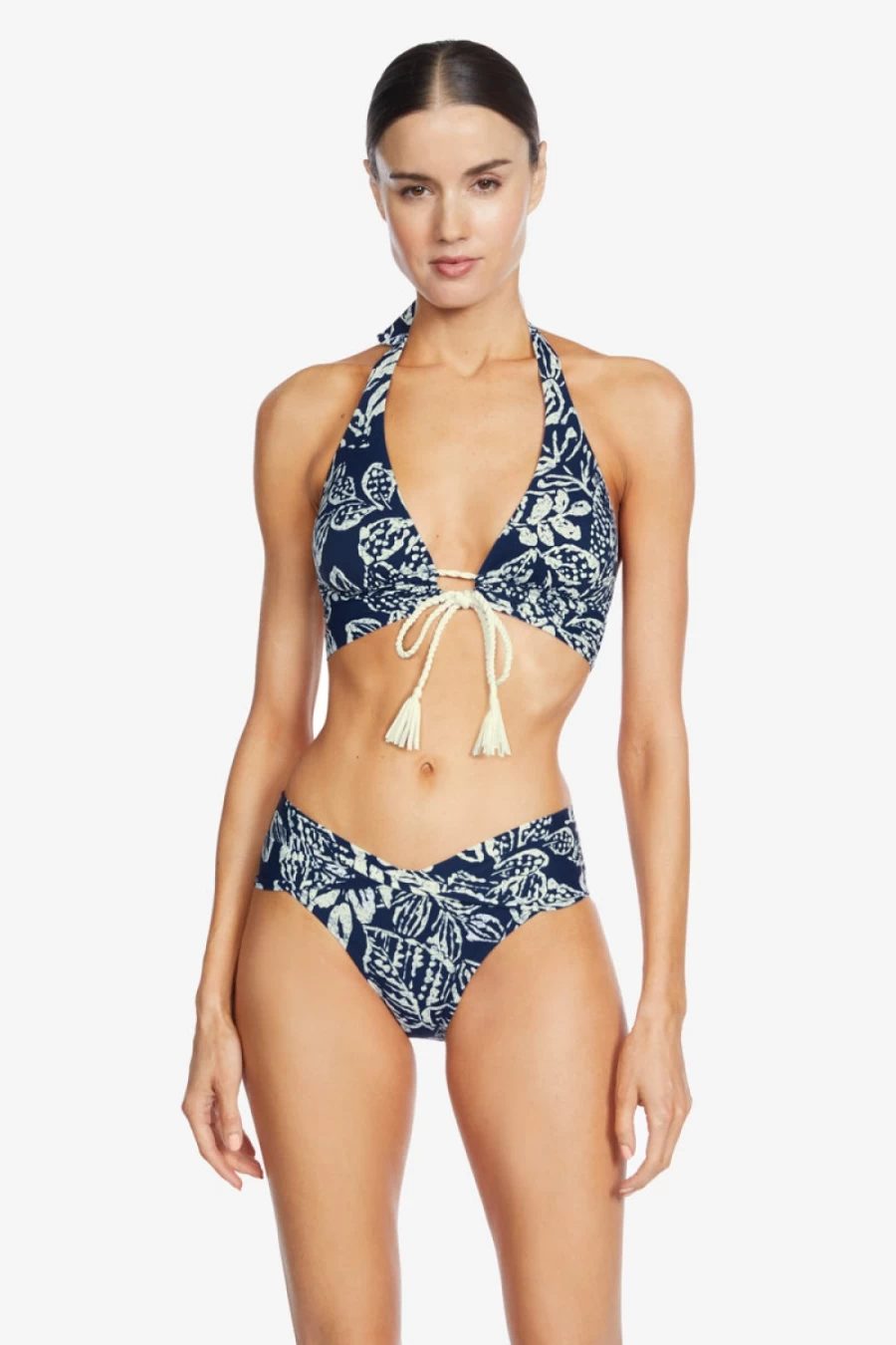 Robin Piccone Women's Navy/Ecru Indah Halter Top