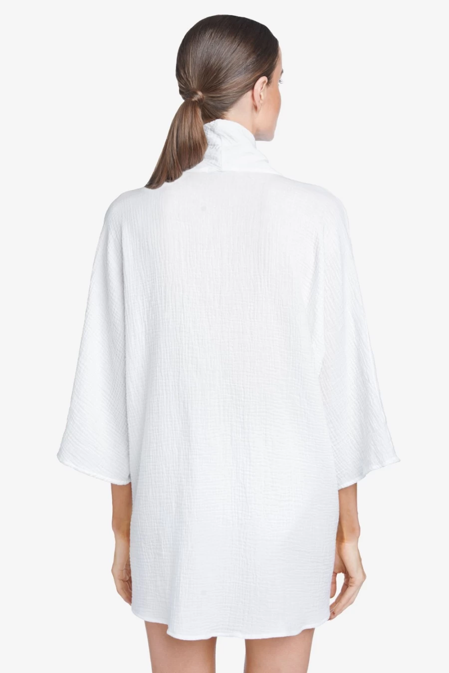 Robin Piccone Women's White Bubble Gauze Caftan - Flowy Beach Cover-Up Dress