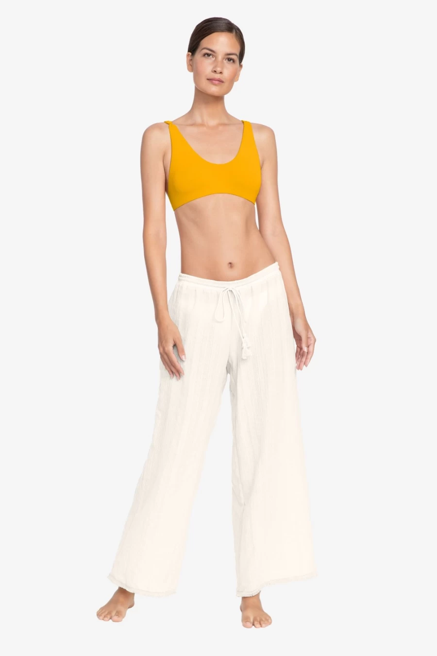 Robin Piccone Women's Michelle High-Waisted Fringe Boho Palazzo Pants