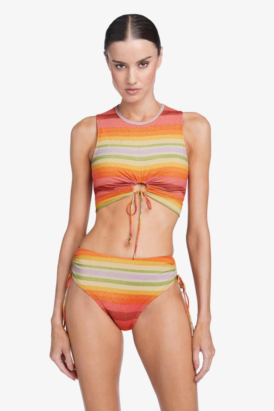 Robin Piccone Women's Greta High Waist Bottom in Persimmon Multi - Stylish & Comfortable