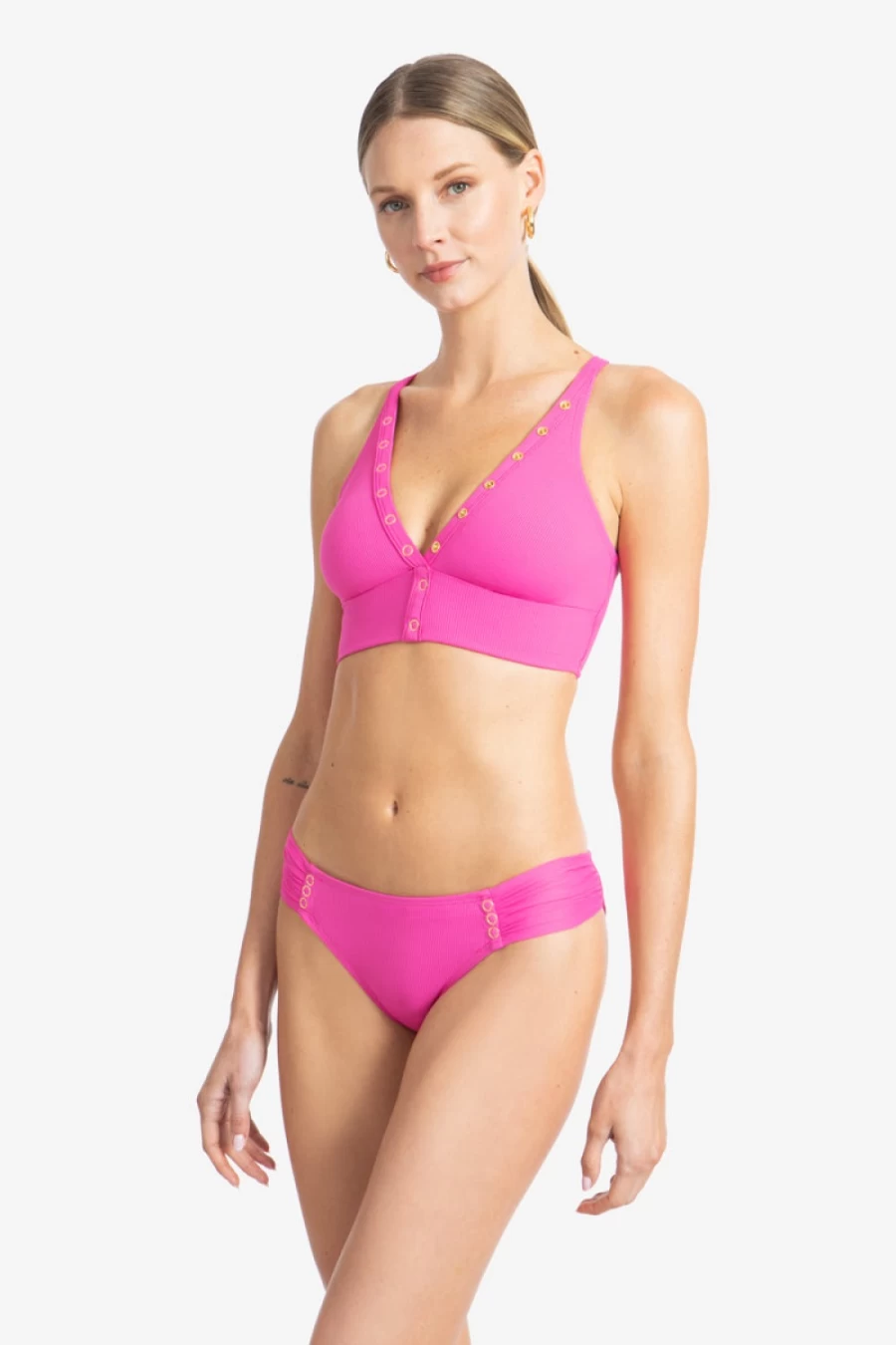 Robin Piccone Women's Amy Tab Side Bikini Bottom - High Cut Swimwear