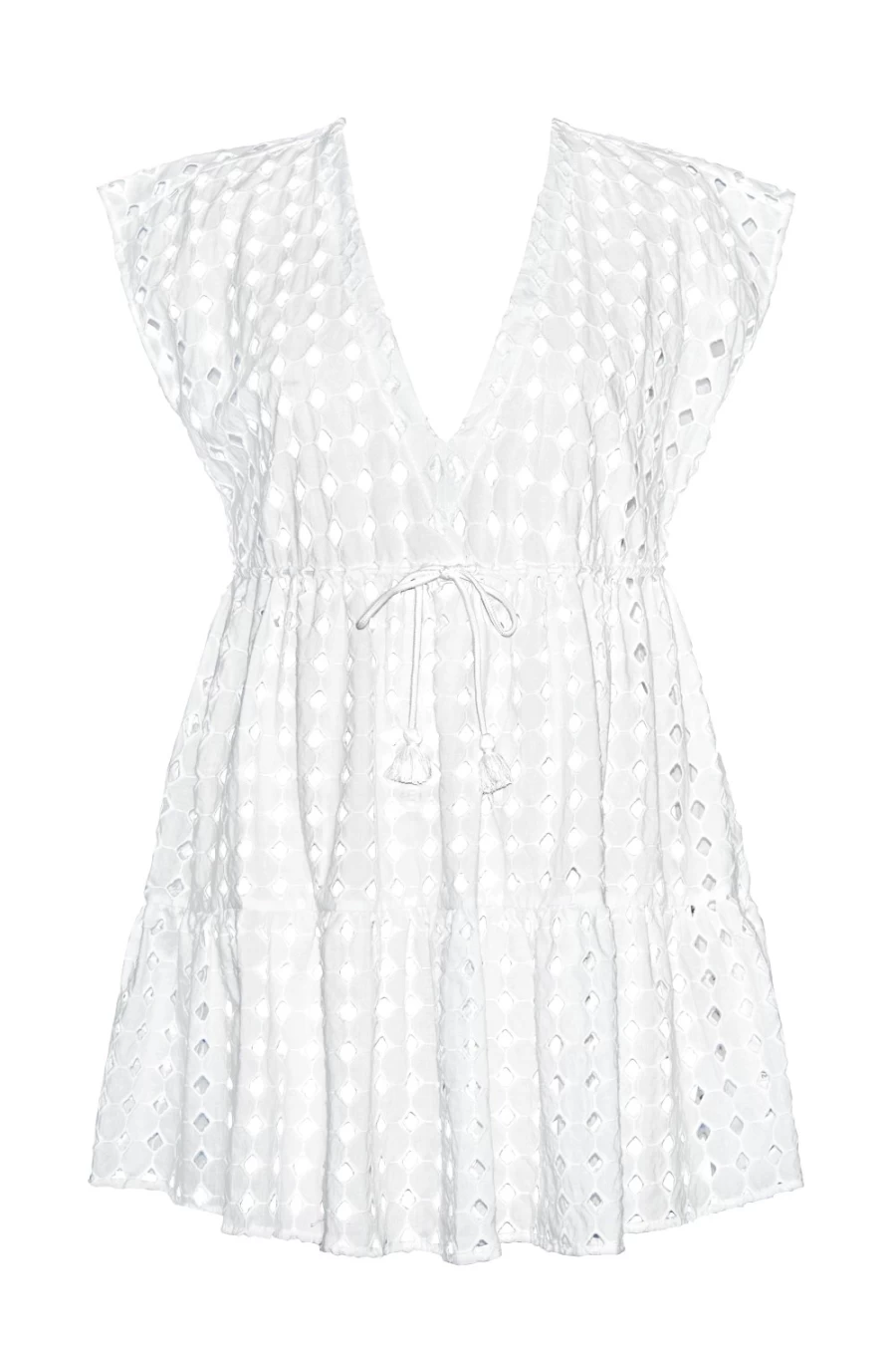 Robin Piccone Women's White Sarah Eyelet Dress - Floral Lace Summer Dress
