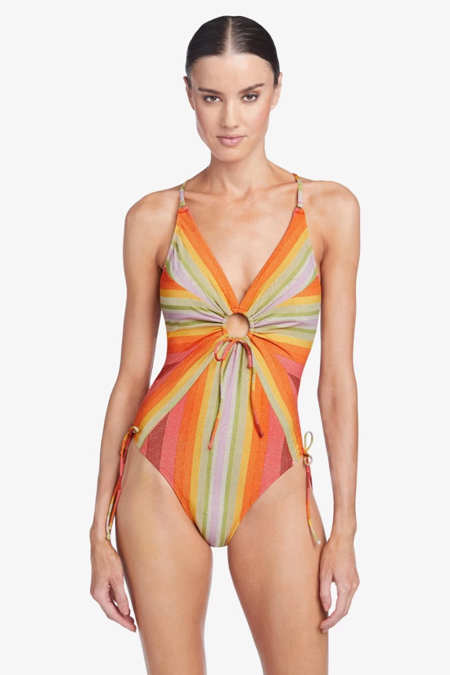 Robin Piccone Women's Greta Keyhole One Piece Swimsuit in Persimmon Multi Color