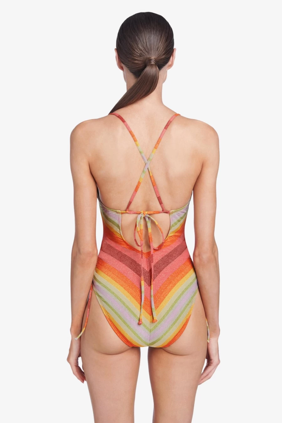 Robin Piccone Women's Greta Keyhole One Piece Swimsuit in Persimmon Multi Color