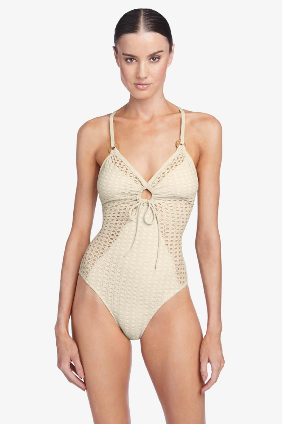Robin Piccone Women's Ecru Marlow Keyhole One Piece Swimsuit