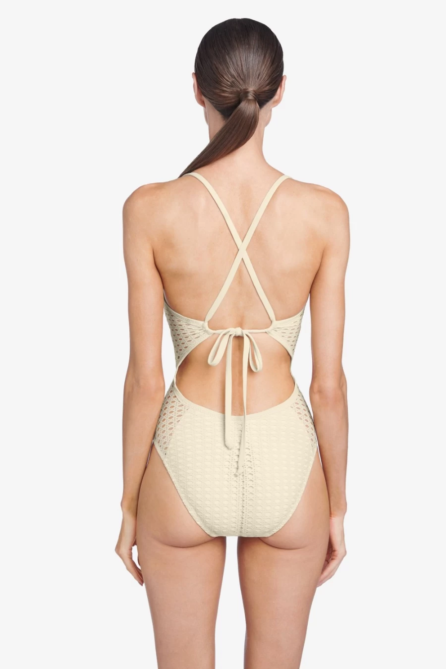 Robin Piccone Women's Ecru Marlow Keyhole One Piece Swimsuit