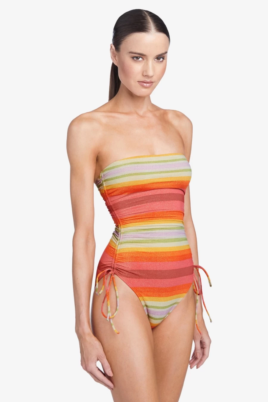 Robin Piccone Women's Greta Bandeau One Piece Swimsuit in Persimmon Multi Color