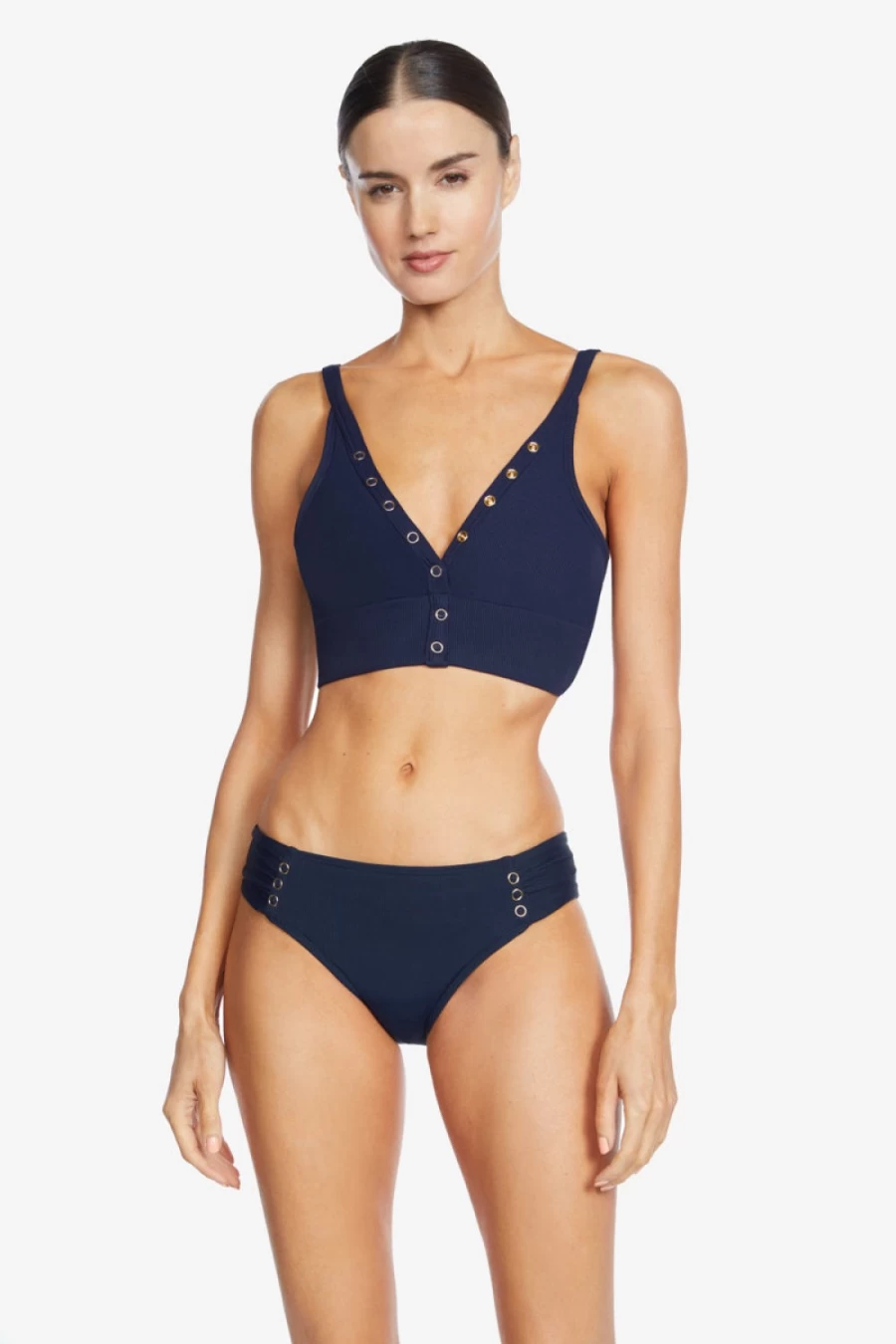 Robin Piccone Women's Navy Amy Tab Side Bikini Bottom Swimwear