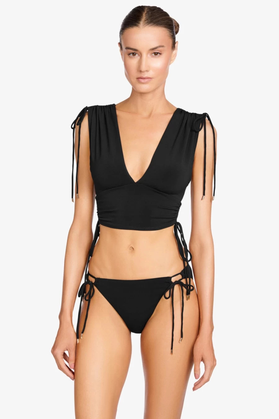 Robin Piccone Women's Black Aubrey V Plunge Top