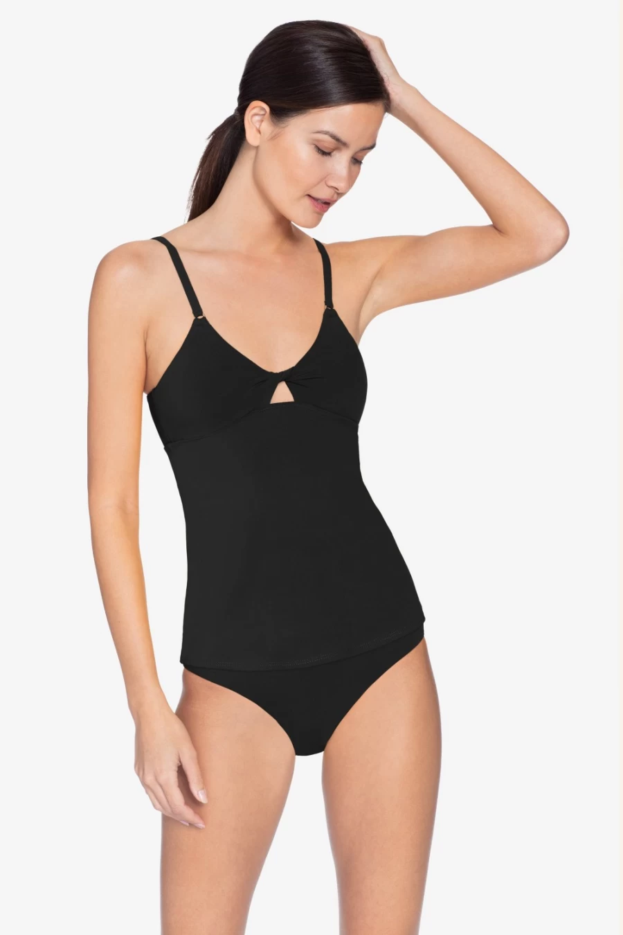 Robin Piccone Women's Black Ava Cutout Tankini Top - Stylish Swimwear for Women