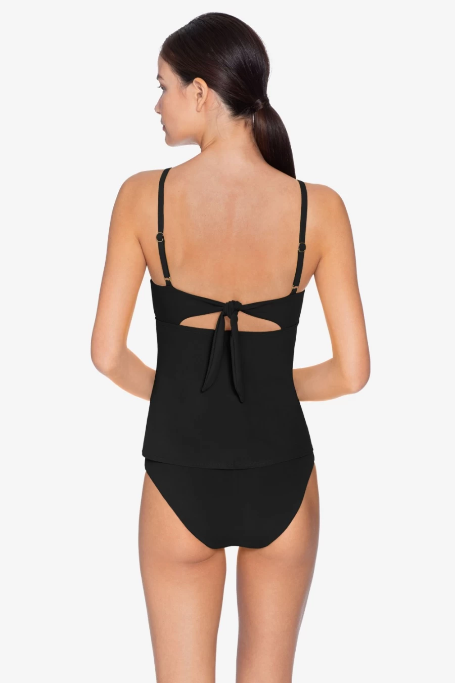 Robin Piccone Women's Black Ava Cutout Tankini Top - Stylish Swimwear for Women