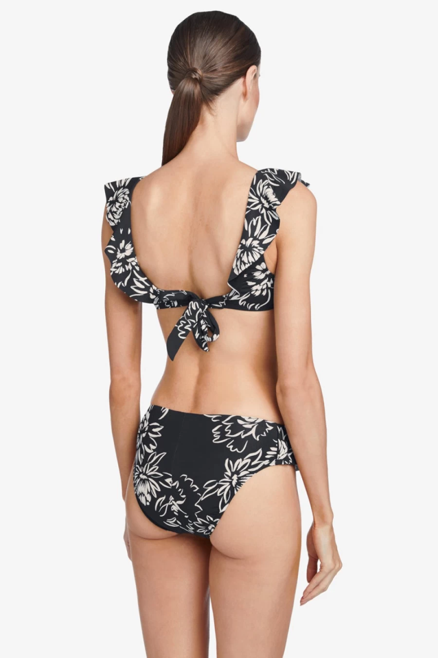 Robin Piccone Women's Black Gracie Side Ruffle Bottom Swimsuit